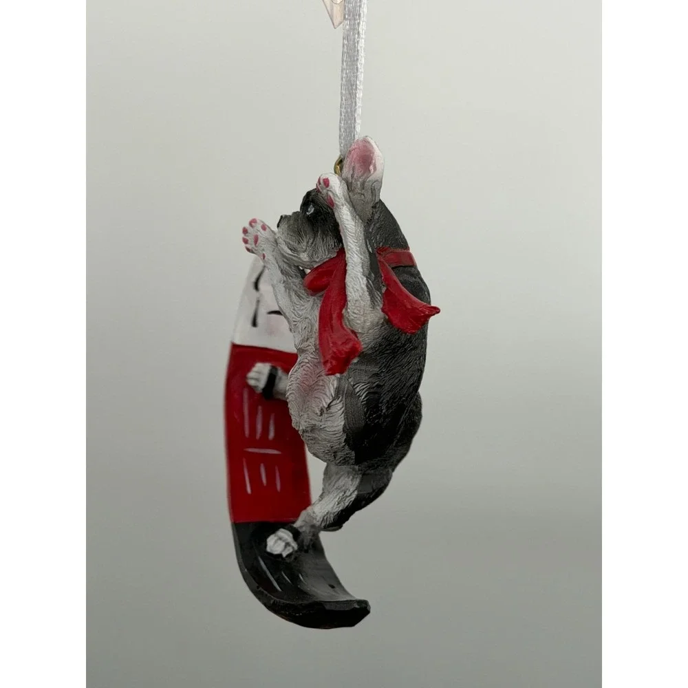 Dog Snowboarding Boston Terrier Christmas Ornament Boston Terrier 4.12